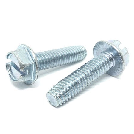 Boltsandnuts.Com Thread Cutting Screw, 3/8"-16 x 1 in, Zinc Plated Steel Flange Hex Head Slotted Drive, 40 PK 37C100SHWMSZ/F-40